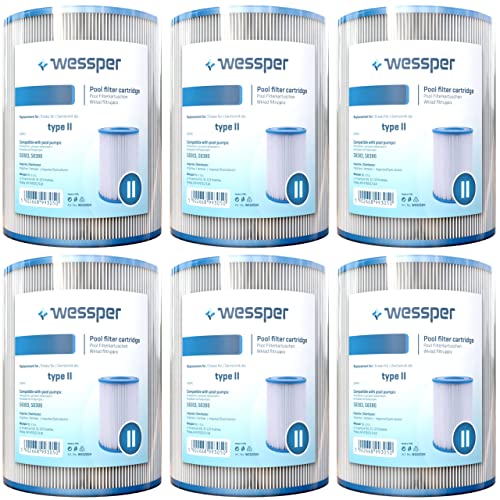 Wessper Pool Filterkartuschen Größe 2 für Bestway, Typ II Pool Spa Filter für Schwimmbecken, Poolreinigungsfilter Ersatz Filterkartuschen, 6 Stück von Wessper