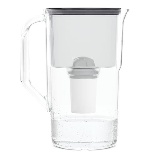 Wessper Wasserfilter Kanne Schwarz Filterkanne 2,5 Liter inkl 1 Filterkartusche Kompatibel mit BRITA Classic | Wasserfilterkanne Tischwasserfilter Reduziert Chlor Kalk Schwermetalle| Water Filter Jug von Wessper