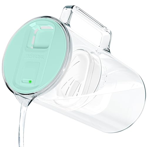 Wessper Wasserfilter Kanne mit LED-Anzeige 3,3l, Glas wasserkanne mit aktivkohle filter, Wassekrug mit wasserfilterkartuschen für trinkwasser BPA FREE -Minze von Wessper