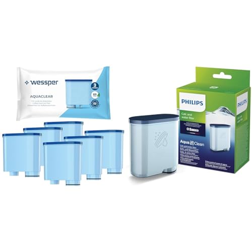 Wessper Wasserfilter Kartuschen Kompatibel mit Saeco und Philips Kaffeemaschine & Philips AquaClean Kalk- und Wasserfilter für Espressomaschine, Kein Entkalken bis 5000 Tassen, Einzelpack von Wessper