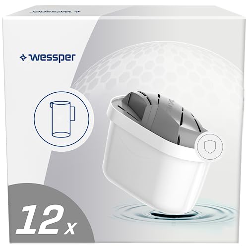 Wessper Aqua Max Protect Series Filterkartuschen reduzieren sehr hartes Wasser, kompatibel mit BRITA Maxtra+, Maxtra Plus Filter, Packung mit 12 Stück von Wessper