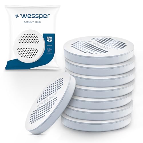 Wessper Wasserfilter MicroDisc 8er Pack | Filter Disc Replacement für Brita MicroDisc Trinkflaschen und Karaffen | Ncht Gwebte Aktivkohle, Mikropartikel, Reduzierung von Chlor und Schwermetalle von Wessper