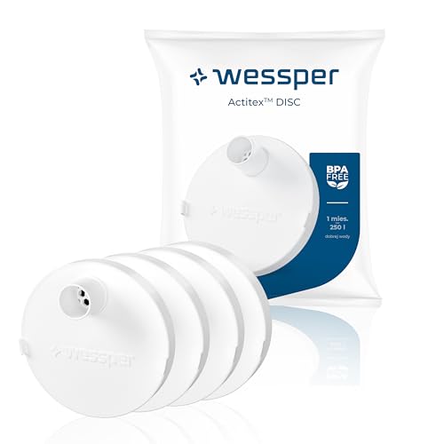 Wessper Wasserfilter für wasserflasche, Disc für Trinkflasche aus Tritan hergestellt aus einem patentierten mikroporösen Aktivkohle Vliesstoff, BPA FREI – 4 stück von Wessper