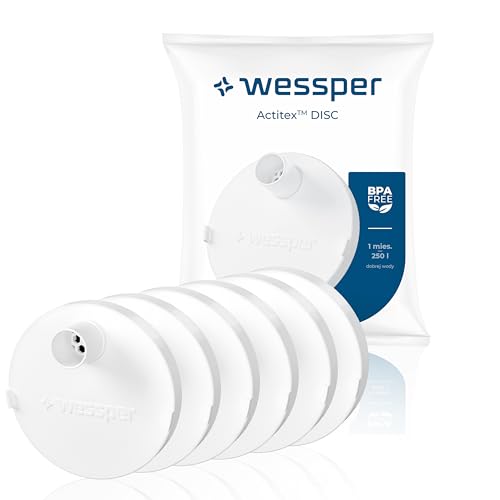 Wessper Wasserfilter für wasserflasche, Disc für Trinkflasche aus Tritan hergestellt aus einem patentierten mikroporösen Aktivkohle Vliesstoff, BPA FREI – 6 stück von Wessper