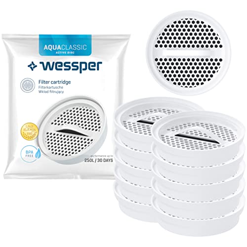 Wessper Wasserfilter Kartuschen Classic Active Disc, Filterpatrone 58 mm x 15 mm, Ncht Gwebte Aktivkohle| Kompatibel mit Brita Classic, Dafi Classic, PearlCo Classic, Anna Monomax – 10er Pack von Wessper