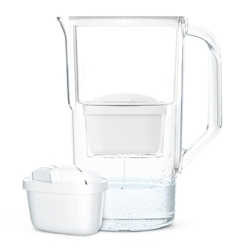 Wessper Wasserfilterkanne 2.5 L Kompatibel Mit Brita Maxtra, Wasser Filtersystem zur Reduzierung von Kalk, Chlor | Inklusive 1 Wasserfilterkanne + Wasserfilter -Kartusche weiß/Weiß von Wessper