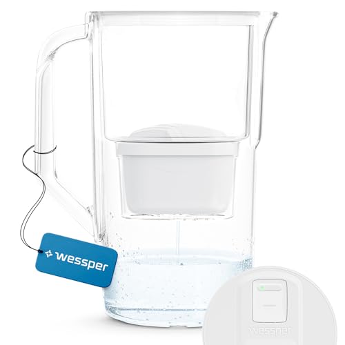Wessper Wasserfilterkanne 2,8L mit LED-Zähler Kartuschen Ersatz für Dafi Unimax Aquaphor A5 BRITA Maxtra+ PHILIPS AWP212/10 Wasserfilterkartuschen | 1 Wasserfilterkanne + Wasserfilter - Weiß von Wessper