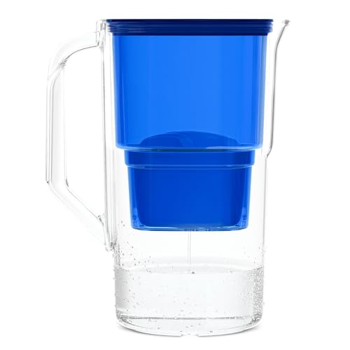 Wessper Wasserfilterkanne 2.5 L Kompatibel Mit Brita Maxtra, Wasser Filtersystem zur Reduzierung von Kalk, Chlor | Inklusive 1 Wasserfilterkanne + Wasserfilter -Kartusche weiß/Blau von Wessper