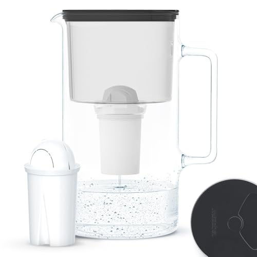 Wessper Wasserfilterkanne Aus Glas 2.5 L Kompatibel Mit Brita Classic-wasserfilterkartuschen | Inklusive 1 Wasserfilter-kartusche, Reduziert Kalk Und Chlor, Schwarz Wessper Wasserfilterkanne Aus Glas 2.5 L Kompatibel Mit Brita Classic-wasserfilterkartuschen | Inklusive 1 Wasserfilter-kartusche, Reduziert Kalk Und Chlor, Schwarz von Wessper