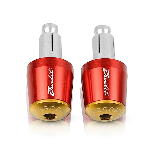 7/8 "22mm Motorrad Lenker Griffe Enden Griff Bar Kappe End Stecker Für Suzuki GSF 250 400 1200 1250 600 600S 650 650S 650N BANDIT(Red -Gold) von WestCH