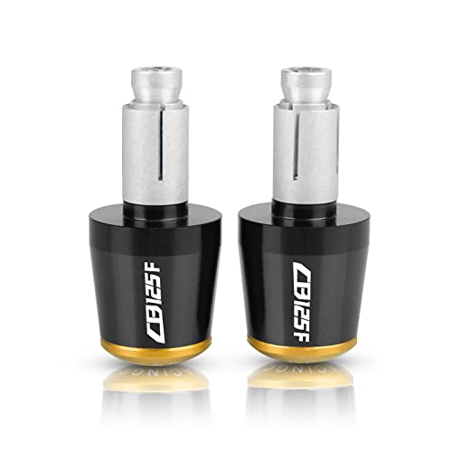 Für CB125F 2016 CB125 CB 125 F 125F 2016 7/8'' 22MM CNC Billet Aluminium Motorrad HBAR END KAPPE Griff Bar Kappe End Stecker(Black-Gold) von WestCH