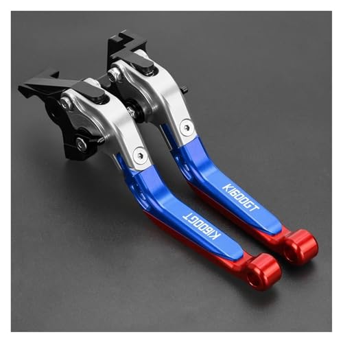 Kupplung Motorrad Für BMW K1600GT K 1600GT 2011 2012 2013 K1600 GT Teile Bremskupplungshebel Verstellbarer, Klappbarer Und Ausziehbarer Lenker Bremsgriff(Silver Blue Red) von WestCH