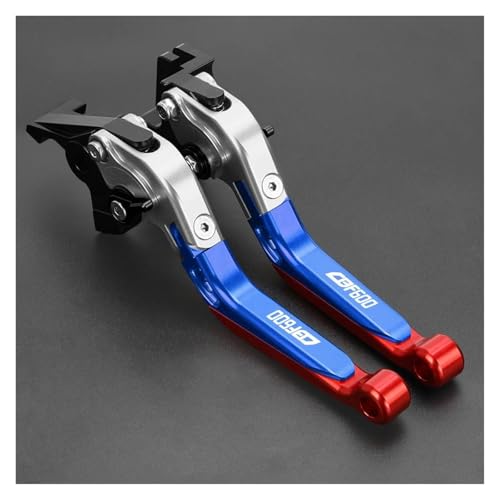 Kupplung Motorrad Für CBF600 CBF 600 2006 2007 2008 2009 2010-2013 Bremskupplungshebel, Verstellbar, Klappbar, Ausziehbar Bremsgriff(Silver Blue Red) von WestCH