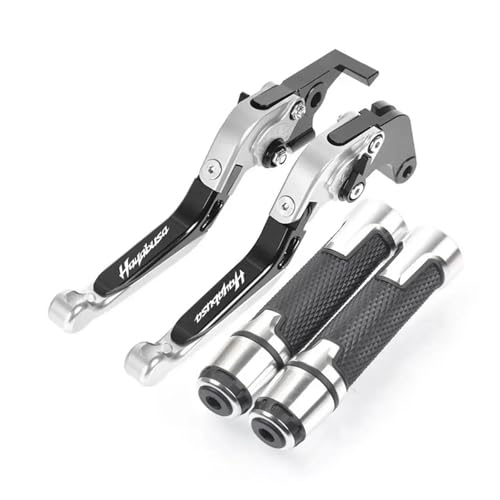 Kupplung Verstellbare Motorrad-Bremskupplungshebel Und Lenkergriffe Für Suzuki HAYABUSA GSXR1300 GSX1300R GSX 1300 R 2008–2017, 2016–201 Bremsgriff(Silver) von WestCH