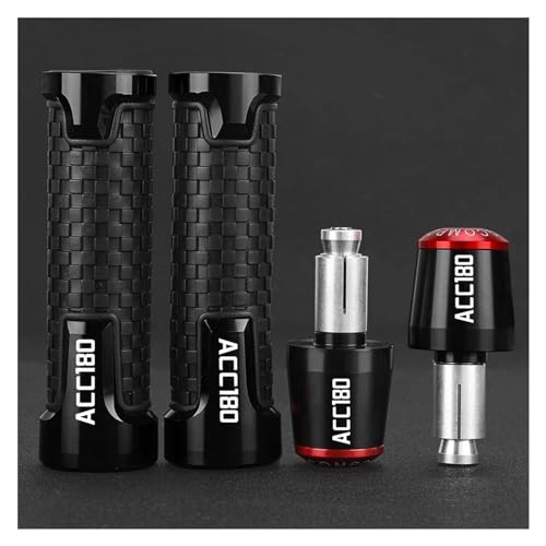 Motorrad Griff 2024 Für KYMCO ACC180 ACC 180 ACC150 CK180 KCC180 ALLE JAHRE Motorräder Lenkergriffenden Gewichte Anti-Vibrations-Schalldämpferstecker Motorrad-Lenkergriffe(Black Red) von WestCH