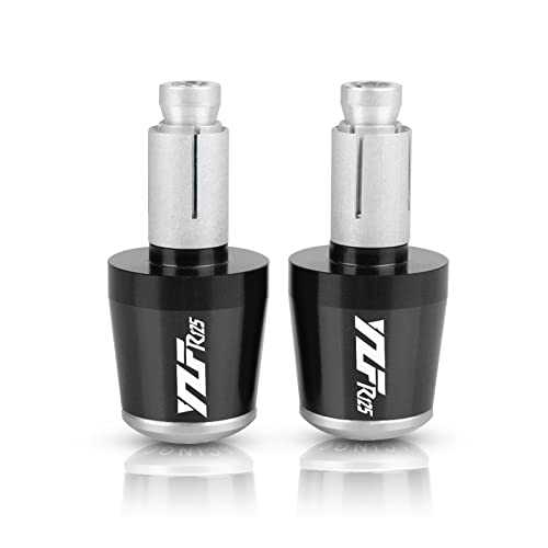 Motorrad Griff Bar Ends Für YZFR125 YZF-R125 2019 2020 2021 2022 22 MM Lenker Griffe Anti Vibration Silder Stecker(Black-Silver) von WestCH