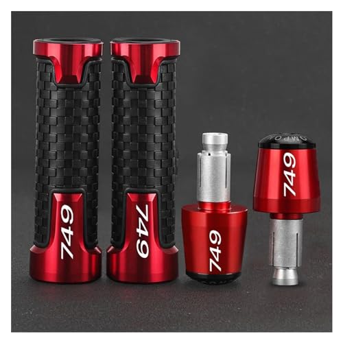 Motorrad Griff Für 749 749S 749R S/R 2003-2024 2022 2021 2020 2019 Motorrad-Lenkergriff-Endgewichte Anti-Vibrations-Schalldämpfer-Stecker Motorrad-Lenkergriffe(Red Red) von WestCH
