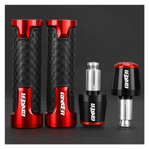 Motorrad Griff Für Suzuki GIXXER SF250 SF 250 GIXXER150 155SF 2024 7/8"22mm Motorrad-Lenkerenden CNC-Aluminium-Lenkergriffe Steckerkappen Motorrad-Lenkergriffe(Red Red) von WestCH