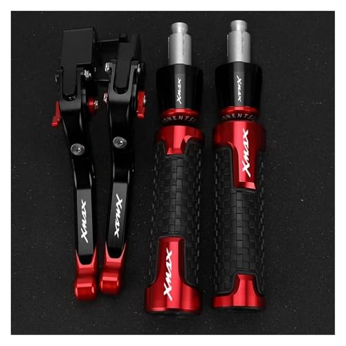 Motorrad Griff Motorrad FÜR XMAX 125/200/250/400 2023 2022 2021 2020 2019 2018 2017 CNC-verstellbare Bremskupplungshebel Lenkergriffe Motorrad-Lenkergriffe(Black Red) von WestCH