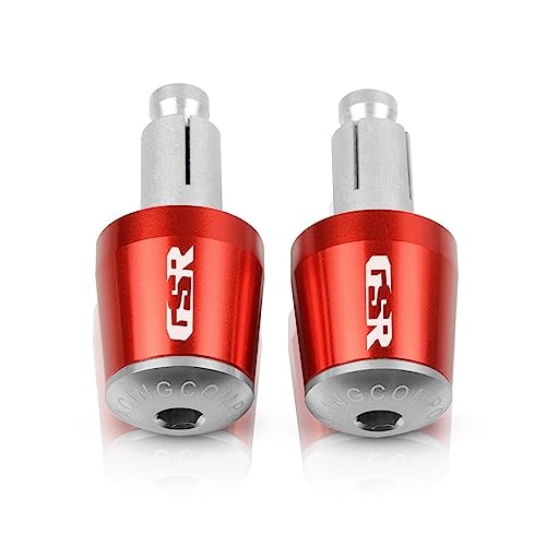 Motorrad Zubehör Für GSR CNC 22MM Lenker Griffe Griff Bar Kappe End Stecker Für Suzuki GSR 600 400 750 GSR750 GSR600 GSR400(Red-silver) von WestCH