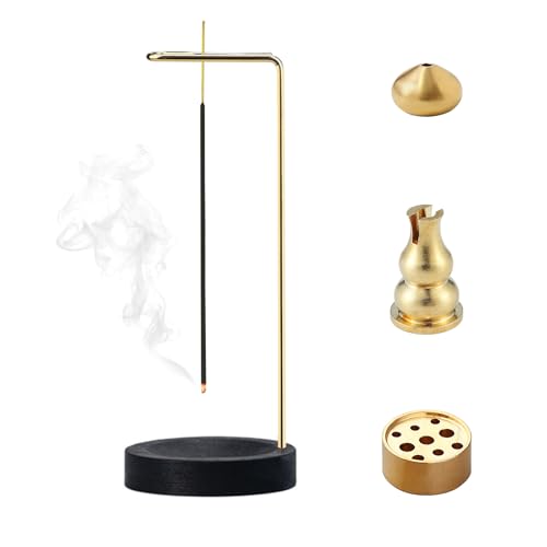 WestCH 4-in-1 Räucherstäbchenhalter,Räucherstäbchen Halter Holz Basis Räucherstäbchen Halterung mit Gold Kegel Spule 9 Loch Incense Holder Räuchergefäß für Yoga Meditation Räucherkegel (Schwarz) WestCH 4-in-1 Räucherstäbchenhalter,Räucherstäbchen Halter Holz Basis Räucherstäbchen Halterung mit Gold Kegel Spule 9 Loch Incense Holder Räuchergefäß für Yoga Meditation Räucherkegel (Schwarz) von WestCH