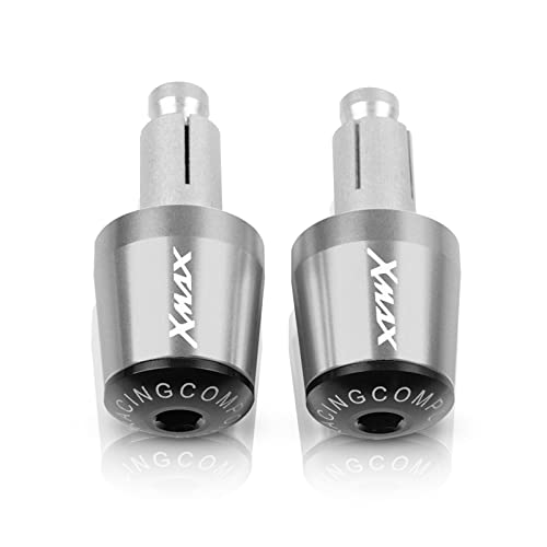 Xmax 2023 7/8 "22 MM Motorrad Zubehör Lenkerende Lenkergriff Endkappe Stecker CNC Für XMAX 250 300 400 2013-2022(Silver-Black) von WestCH