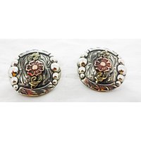 Neues Paar California Antique Flower Bubble Versilbert Hansen Western Gear Zaumzeug Loop Zurück Conchos Pferd Tack Hardware von WestCoastTack
