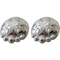 Neues Paar Hansen Western Zahnrad Chicago Screw Back Conchos Manzanillo Silber Platte Pferd Tack Hardware von WestCoastTack