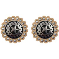 Neues Paar Jeremiah Watt 1 1/2" Rasp Concho & Gefleckte Leder Rosette 2" Set Edelstahl Westlichen Horse Tack Hardware von WestCoastTack