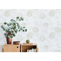 Skizziert Pfingstrose Tapete/Linie Blumenmuster Florale Mit Benutzerdefinierten Farben von WestCoastWalls