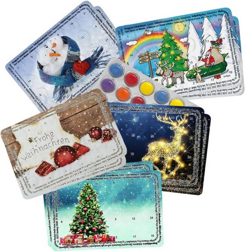 WestCraft Adventskalender Der vielleicht kleinste Adventskalender der Welt? 5er Set Kalender (SET, 10-tlg), mit leckeren bunten Schokolinsen, perfekt als Geschenk z.B. Wichteln von WestCraft