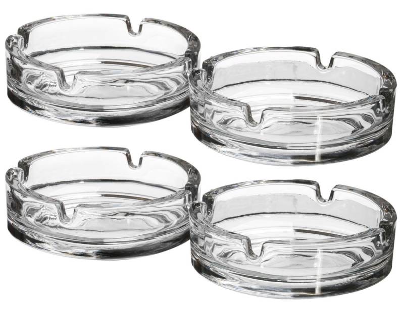 WestCraft Aschenbecher Glasaschenbecher SMOKER, Klassischer Tisch-Aschenbecher aus Glas, hochwertig - für 4 Zigaretten - Rund, transparent - In- & Outdoor von WestCraft
