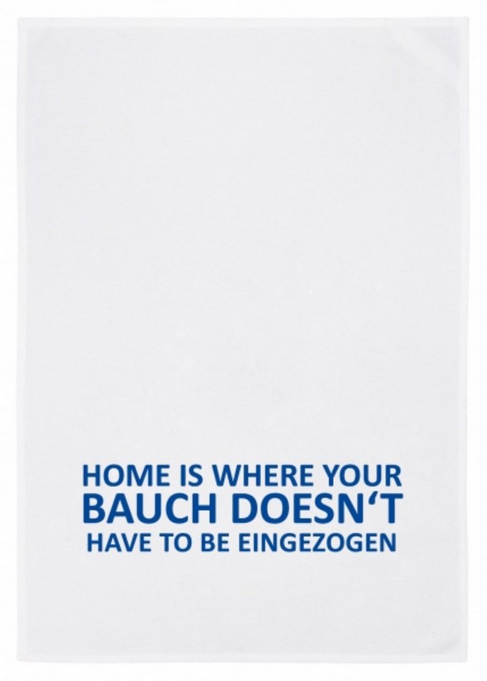 WestCraft Geschirrtuch Spruch Geschirr-Tuch Küchen-Tuch - Geschirr Handtuch 50 x 70 cm HW064A, (1-tlg), Home is where your Bauch doesnt have to be eingezogen von WestCraft