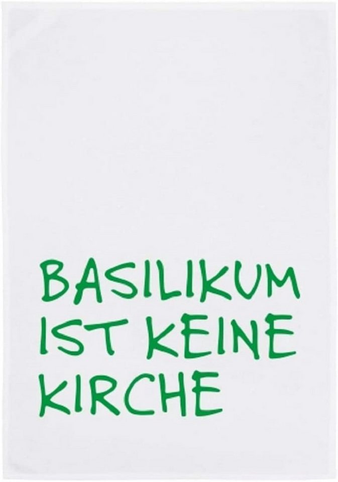 WestCraft Geschirrtuch Spruch Geschirr-Tuch Küchen-Tuch - Geschirr Handtuch 50 x 70 cm HW127A, (1-tlg), Basilikum ist keine Kirche! von WestCraft