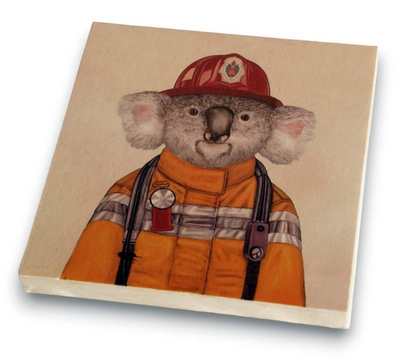 WestCraft Glasuntersetzer Untersetzer aus ECHTEM MAMOR für Glas Tasse, Fire Koala - 163, 1-tlg., Echte Handarbeit von WestCraft