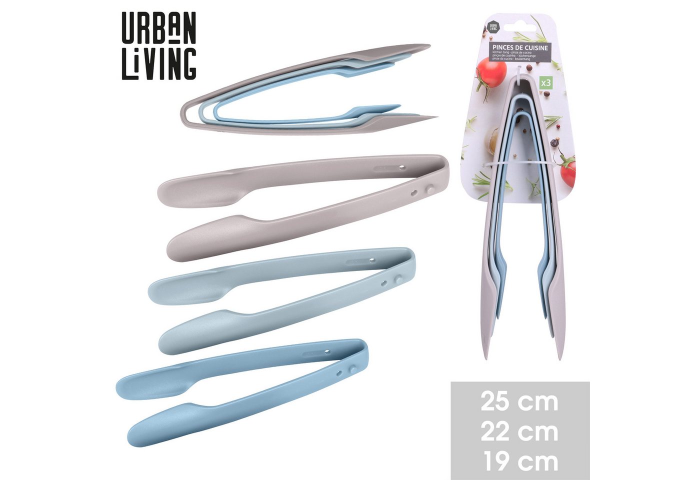 WestCraft Kochzange Küchenzangen-Set 3-teilig, aus Kunststoff, Größe 18 cm, 22 cm, 25 cm, für Buffet, Grillen, Braten, Gemüse Salat, Eis, Snacks WestCraft Kochzange Küchenzangen-Set 3-teilig, aus Kunststoff, Größe 18 cm, 22 cm, 25 cm, für Buffet, Grillen, Braten, Gemüse Salat, Eis, Snacks von WestCraft