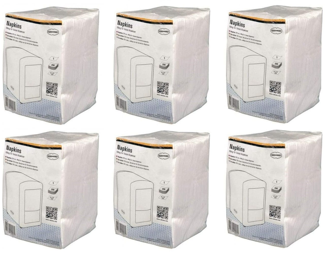 WestCraft Papierserviette Spender Marken Servietten weiß Original 8,5 x 12,5cm - 6 x 250 Stück, (1500 St), Spenderservietten 1/8 Falz von WestCraft