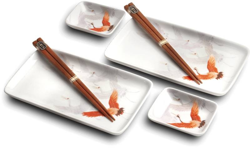 WestCraft Sushiteller SUSHI TELLER SET, Sushi Geschirr Set, Mehrteiliges Sushi-Set, (6 St), 2 Personen Sushi-Teller, Schalen und Essstäbchen in versch. Farben von WestCraft