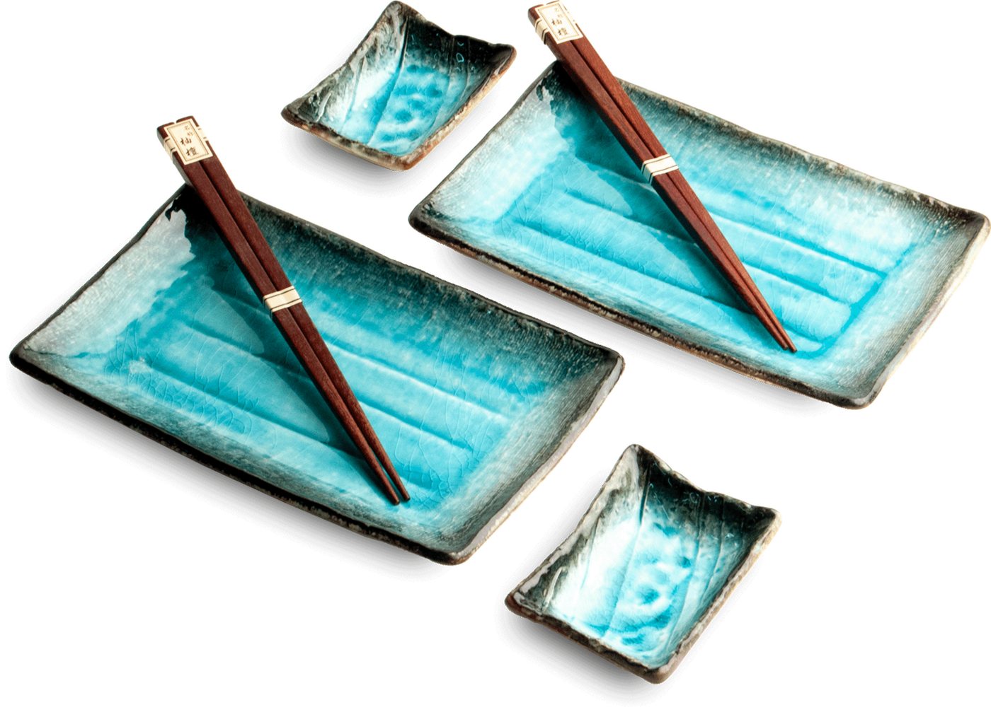 WestCraft Sushiteller SUSHI TELLER SET, Sushi Geschirr Set, Mehrteiliges Sushi-Set, (6 St), für 2 Personen Sushi-Teller, Schalen und Essstäbchen versch. Designs von WestCraft