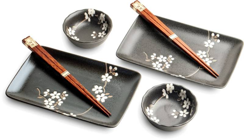 WestCraft Sushiteller SUSHI TELLER SET, Sushi Geschirr Set, Mehrteiliges Sushi-Set, (6 St), für 2 Personen Sushi-Teller, Schalen und Essstäbchen versch. Designs von WestCraft