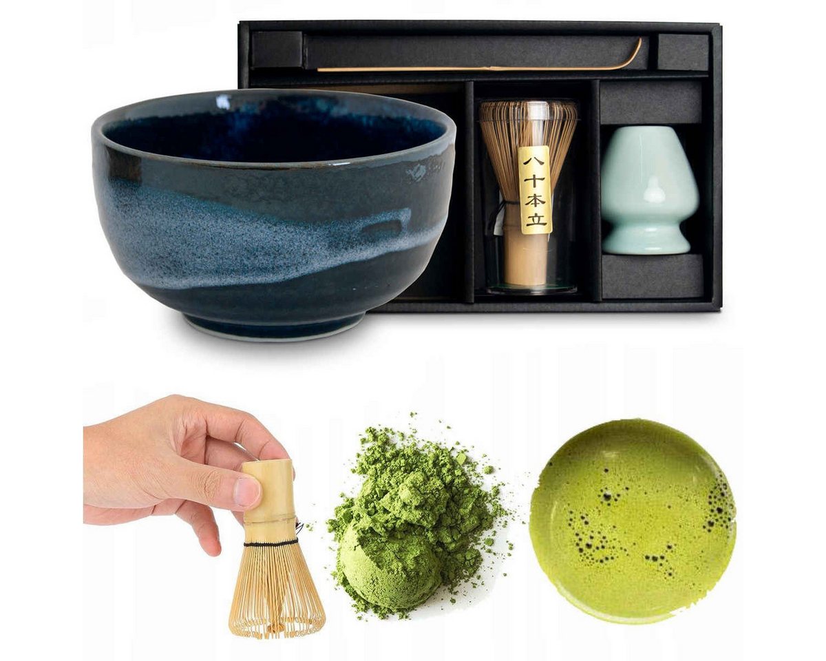 WestCraft Teeservice Matcha Set 4 tlg. Original japanische Matcha Schale mit Besen & Löffel (4-tlg), 1 Personen, handgefertigt für eine authentische japanische Matcha & Tee-Zeremonie von WestCraft