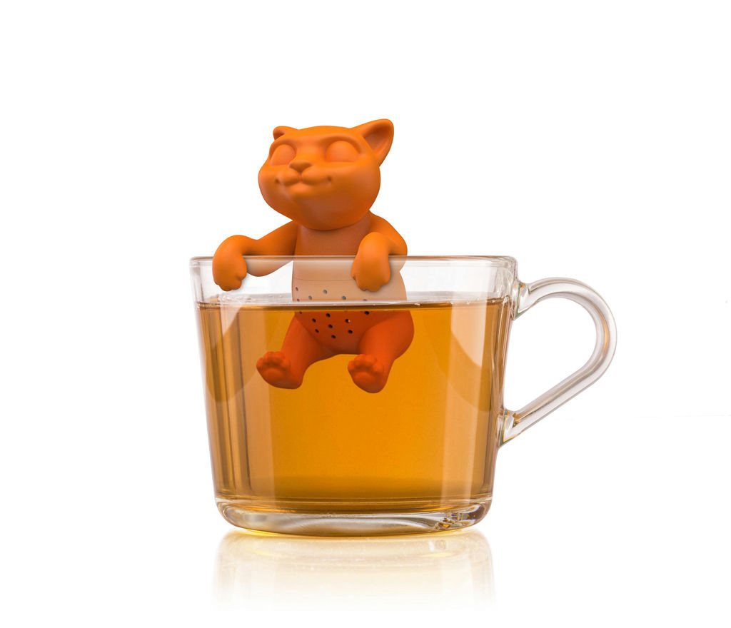 WestCraft Teesieb Cute Animal Tee-Sieb, Tee Ei, Tea Infuser, Teekugel Silikon Cute Cat, Silikon, (1-St), Lustige Tee-Ei-Tier-Figuren, Zur Zubereitung von 1 Tasse losen Tee von WestCraft