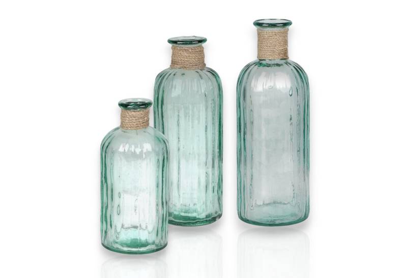 WestCraft Tischvase Flaschenvase SOPHIE aus recyceltem Glas, grün, Bottle Vase, Dekovase aus Grünglas mit Jute-Seil – in verschiedenen Größen von WestCraft