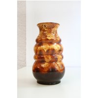 Große Vintage Dümler & Breiden Struktur Fat Lava Skulpturale Bodenvase Geschmolzen Honig Rostbraun Retro Modernist Xl Mid Century Modern Loft von WestEstStudio