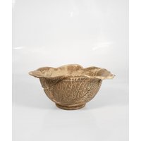 Vintage Brutalist Skulpturale Cabbage Brown Fat Lava Keramik Gefäß Vase Retro Kunst Studio Mid Century Modern West Germany Salat Schüssel von WestEstStudio