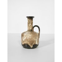 Vintage Ruscha Keramik Krug Vase Braun Beige Schaum Fat Lava Brutalist Mid Century Modernist von WestEstStudio