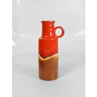 Vintage Scheurich Keramik Groß Tropfend Rot Gelb Braun Fat Lava Krug Vase Retro Gefäß Westdeutscher Keramikgriff Keramikkunst Schmelzen von WestEstStudio