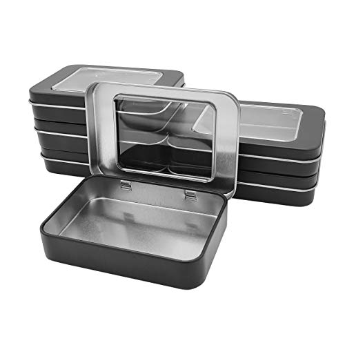 WestKaiba 6 Stück Blechdose Mini Box mit Metall Aufbewahrungskoffer Deckel Silber Transparent Rechteckiger Behälter Zubehöraufbewahrung Sonstige Warenaufbewahrung von WestKaiba