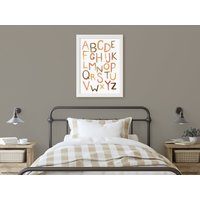 Abc Print, Boho Alphabet Wandkunst, Retro Kinderzimmer Wanddeko, Jungenzimmer Wandkunst von WestOakWatercolor