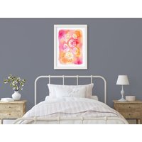 Pinker Schmuck, Mädchenzimmer Wandkunst, Edelstein Wanddeko, Rosa Und Orange Kunst, Diamantdruck von WestOakWatercolor